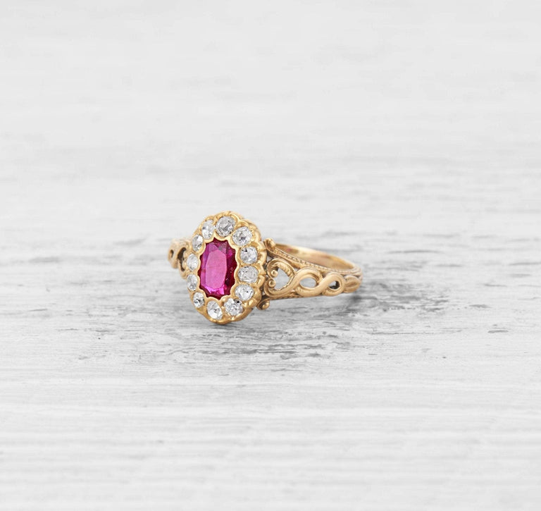 VICTORIAN RUBY AND DIAMOND ENGAGEMENT RING