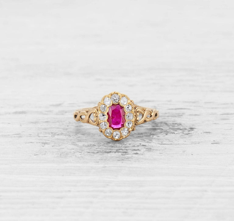 VICTORIAN RUBY AND DIAMOND ENGAGEMENT RING