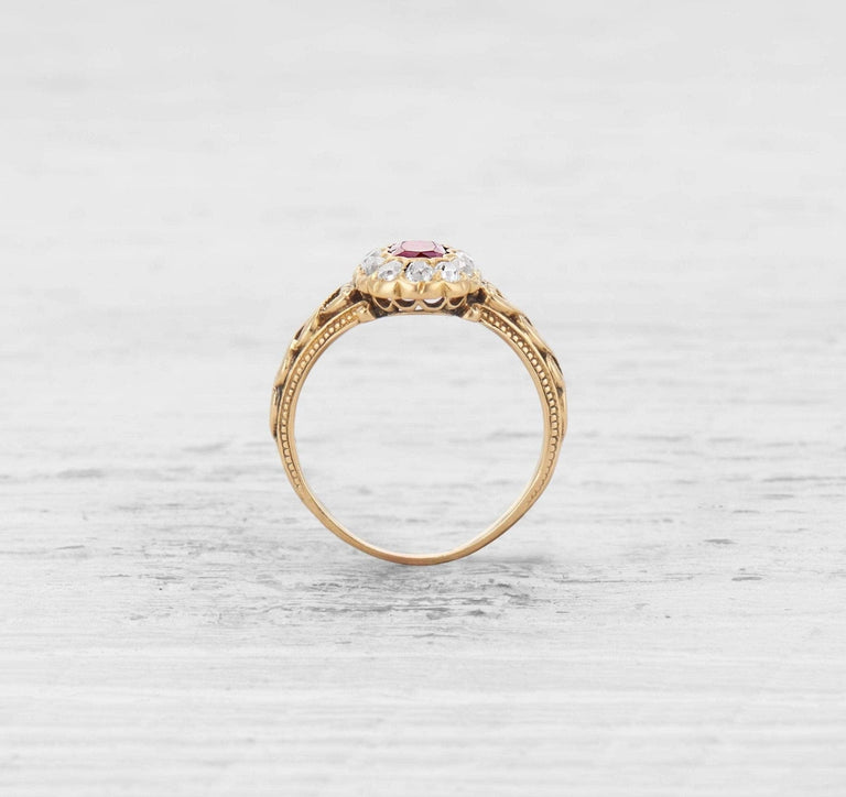 VICTORIAN RUBY AND DIAMOND ENGAGEMENT RING