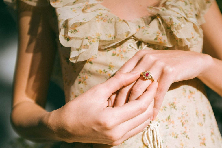 VICTORIAN RUBY AND DIAMOND ENGAGEMENT RING