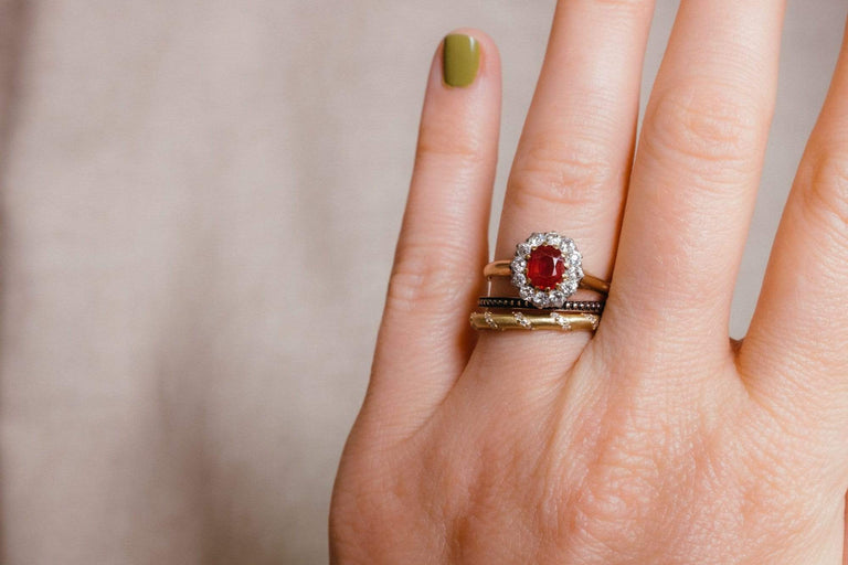 Victorian Ruby & Diamond Cluster