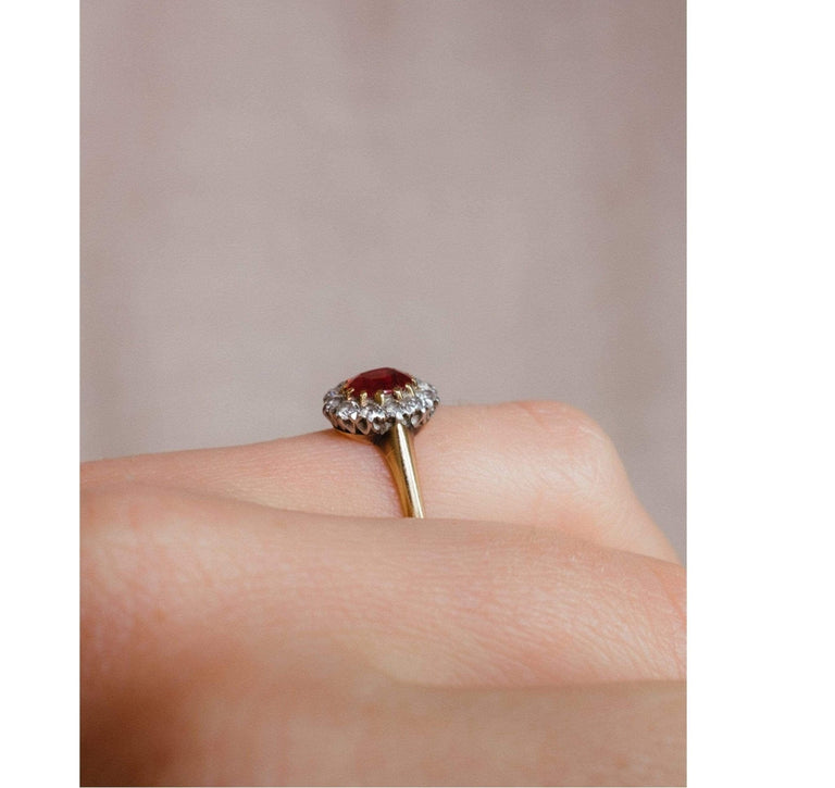 Victorian Ruby & Diamond Cluster