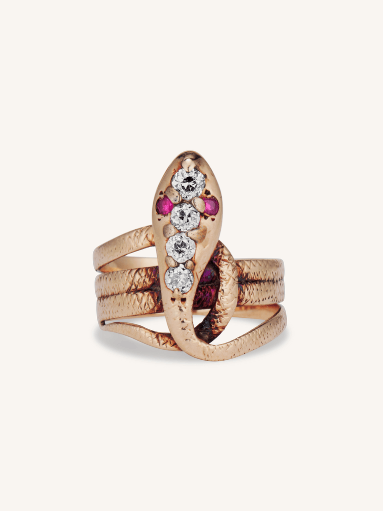 Victorian Ruby & Diamond Gemset Snake Ring