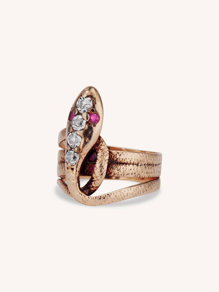 Victorian Ruby & Diamond Gemset Snake Ring