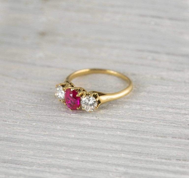 Victorian Ruby & Diamond Gold Engagement Ring