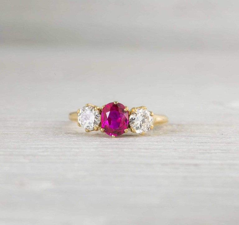 Victorian Ruby & Diamond Gold Engagement Ring