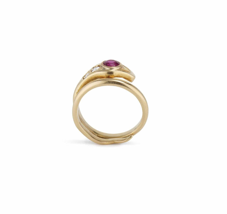 Victorian Ruby & Diamond Snake Ring
