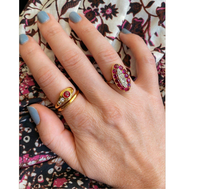 Victorian Ruby & Diamond Snake Ring
