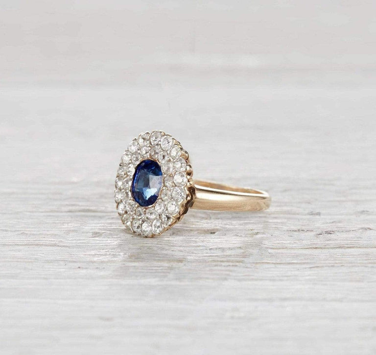 Victorian Sapphire and Diamond Cluster Ring
