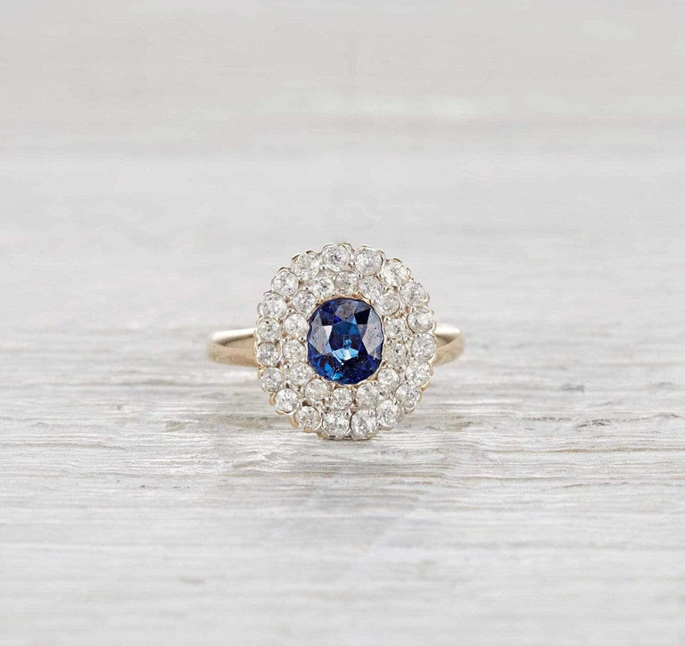 Victorian Sapphire and Diamond Cluster Ring