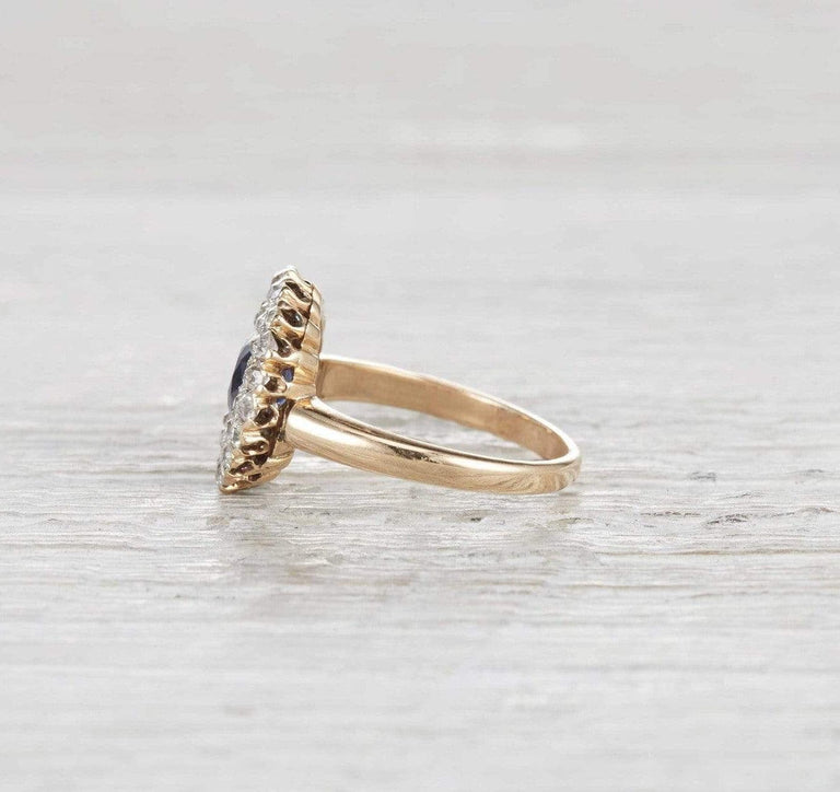 Victorian Sapphire and Diamond Cluster Ring