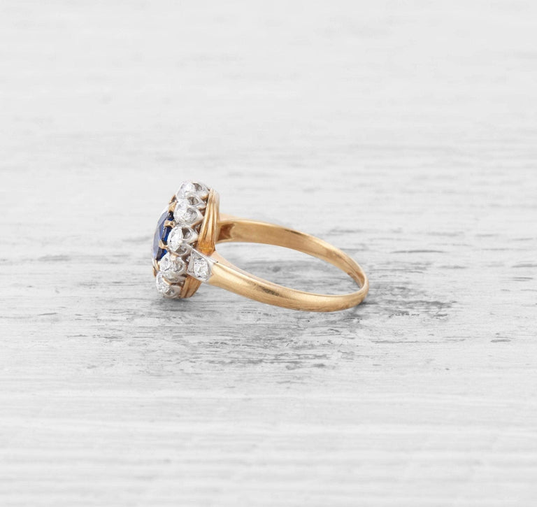 VICTORIAN SAPPHIRE AND DIAMOND CLUSTER RING