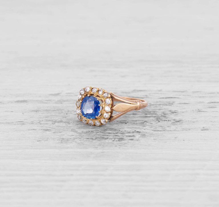 VICTORIAN SAPPHIRE AND DIAMOND ENGAGEMENT RING