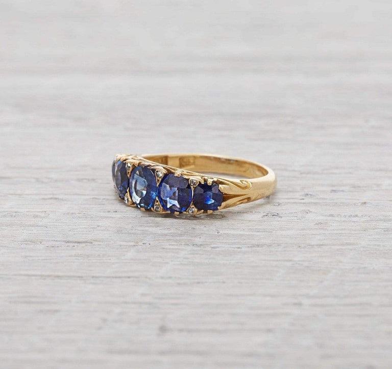Victorian Sapphire and Gold Five Stone Engagement Ring