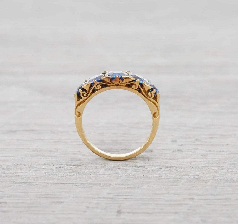 Victorian Sapphire and Gold Five Stone Engagement Ring