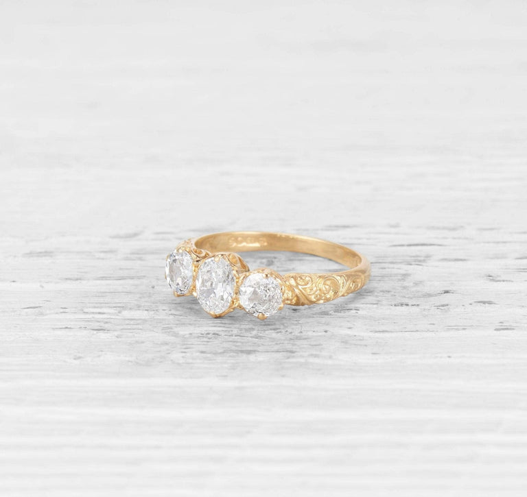 VICTORIAN THREE STONE DIAMOND ENGAGEMENT RING