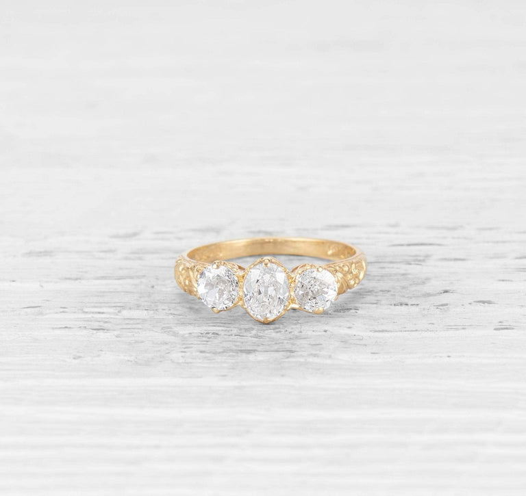 VICTORIAN THREE STONE DIAMOND ENGAGEMENT RING