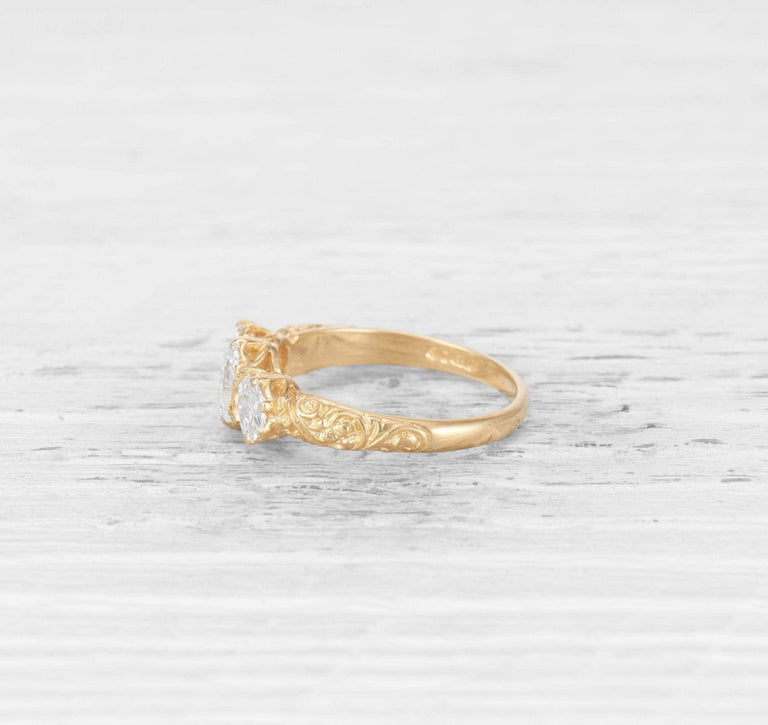 VICTORIAN THREE STONE DIAMOND ENGAGEMENT RING