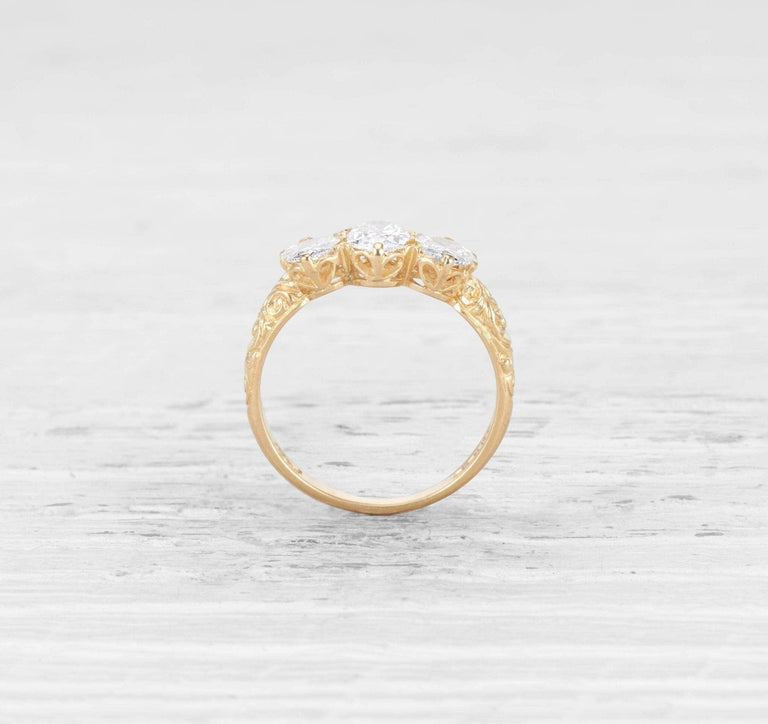 VICTORIAN THREE STONE DIAMOND ENGAGEMENT RING