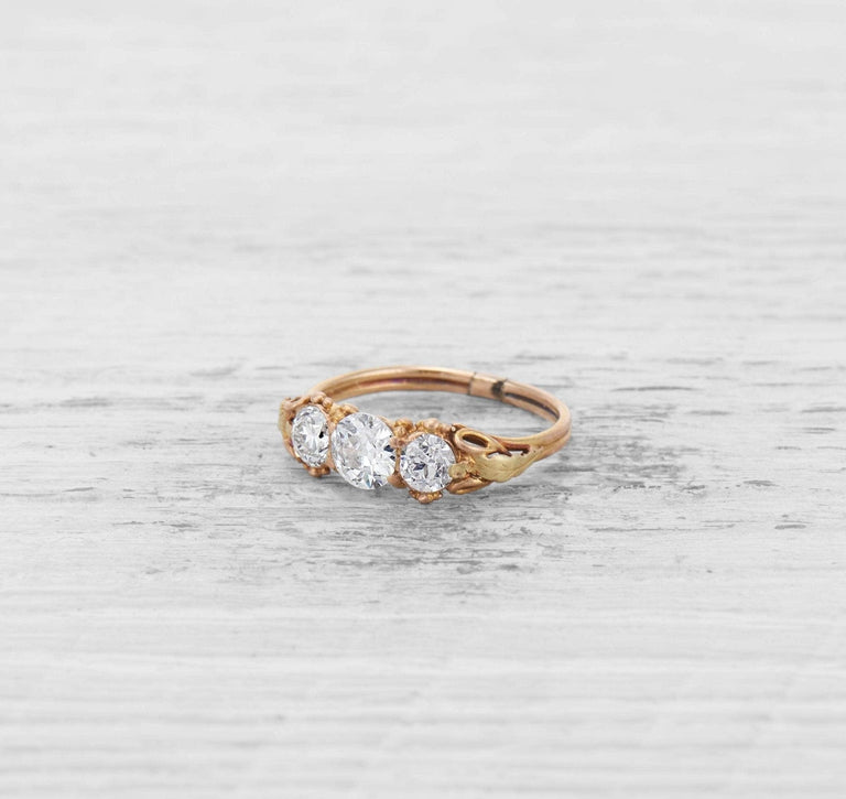 VICTORIAN THREE STONE DIAMOND ENGAGEMENT RING