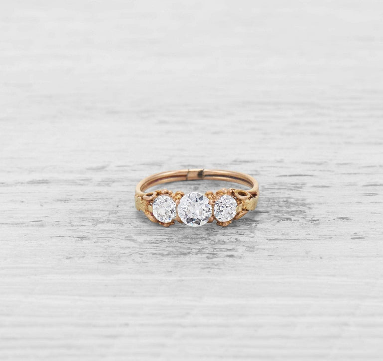 VICTORIAN THREE STONE DIAMOND ENGAGEMENT RING