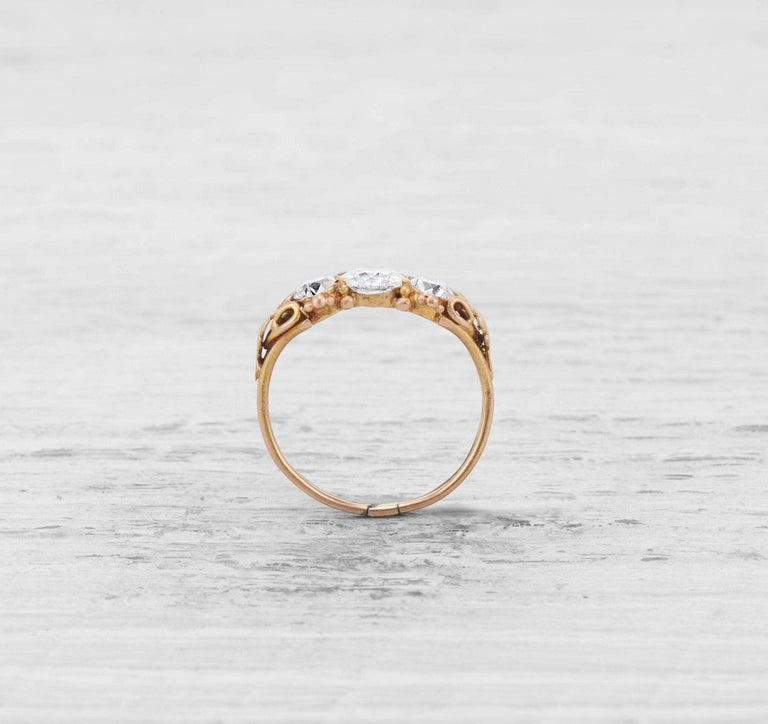 VICTORIAN THREE STONE DIAMOND ENGAGEMENT RING