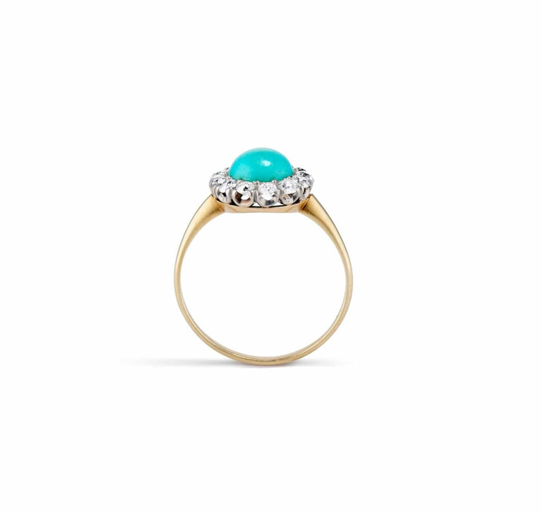 Victorian Turquoise and Diamond Cluster Ring