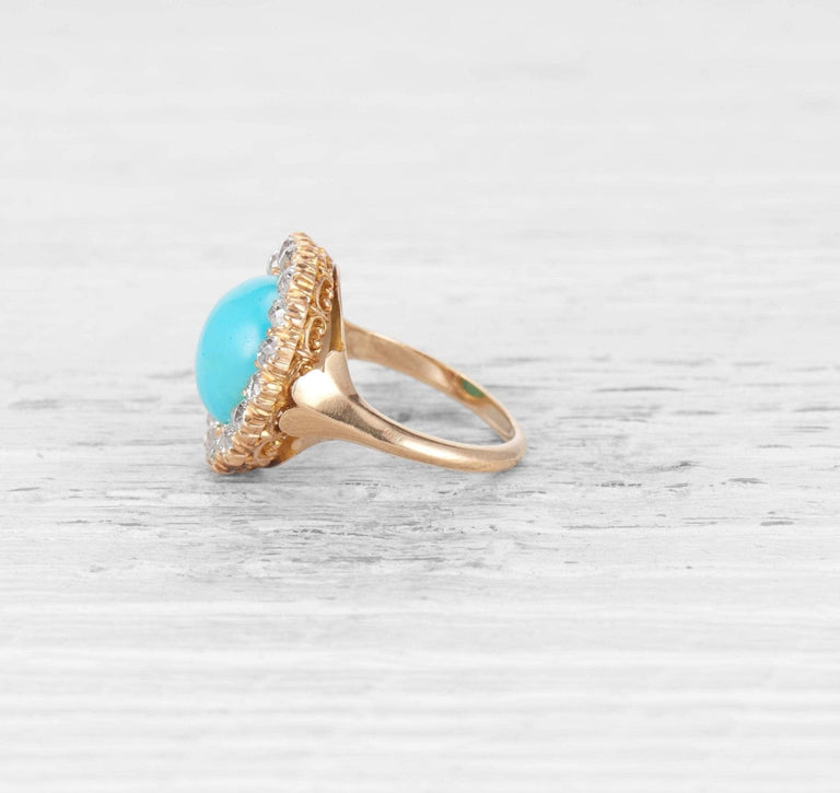 VICTORIAN TURQUOISE AND DIAMOND RING