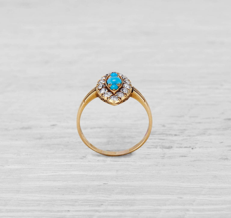 VICTORIAN TURQUOISE AND DIAMOND RING