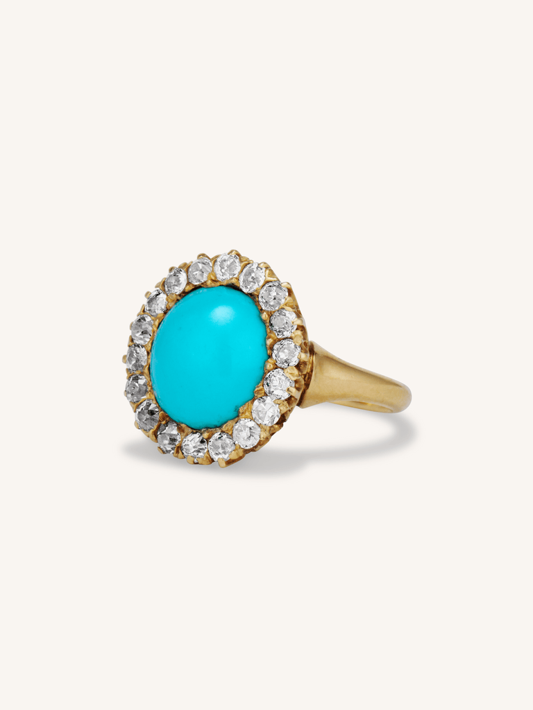 Victorian Turquoise & Diamond Cluster Ring