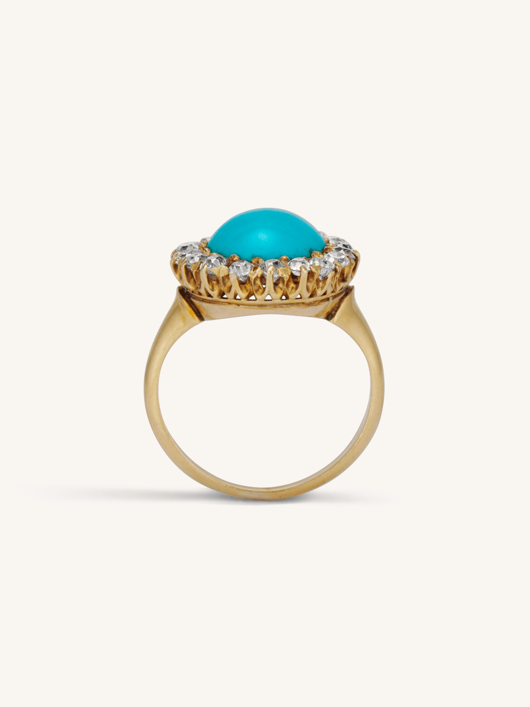 Victorian Turquoise & Diamond Cluster Ring