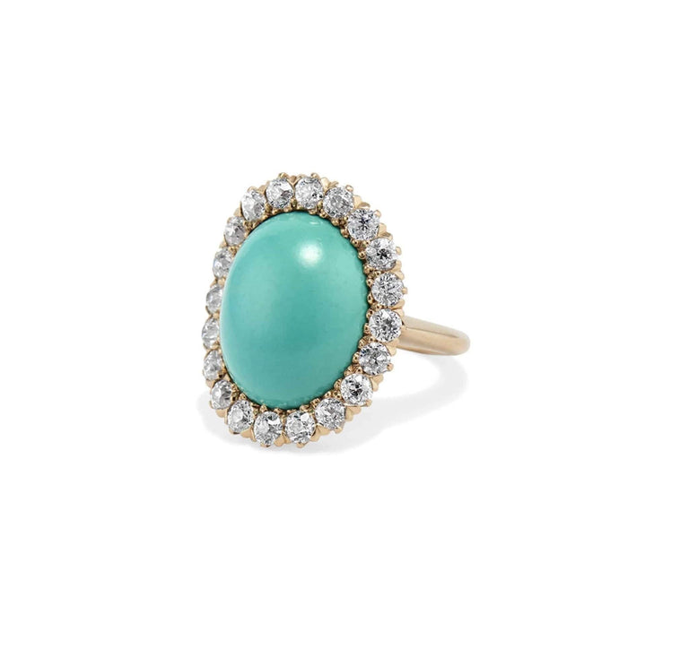 Victorian Turquoise & Diamond Cocktail Ring