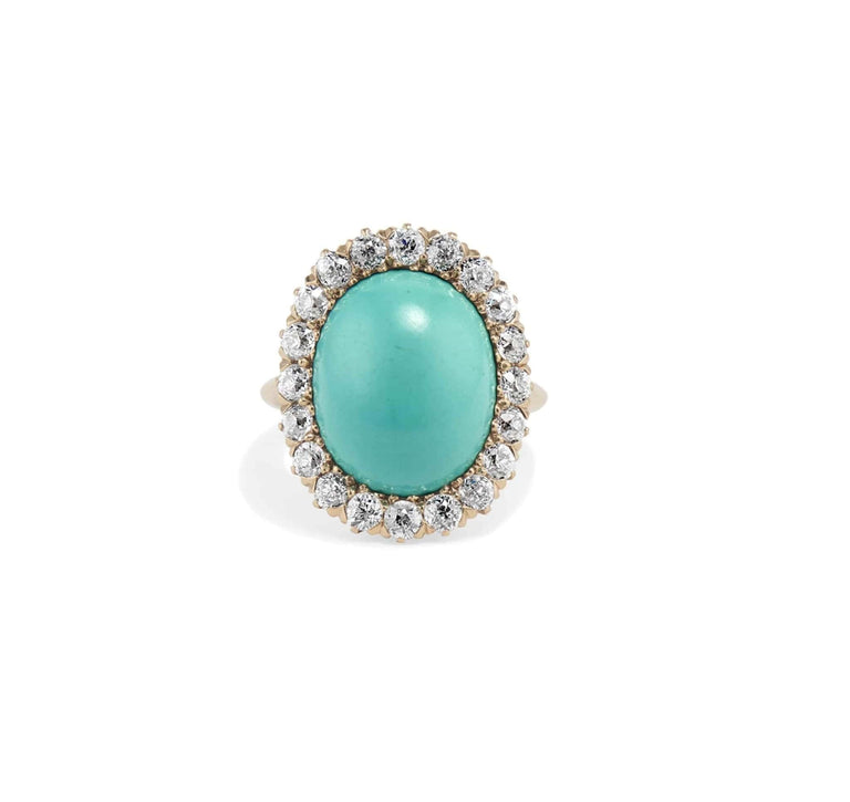 Victorian Turquoise & Diamond Cocktail Ring