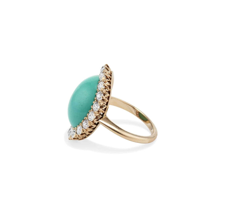 Victorian Turquoise & Diamond Cocktail Ring