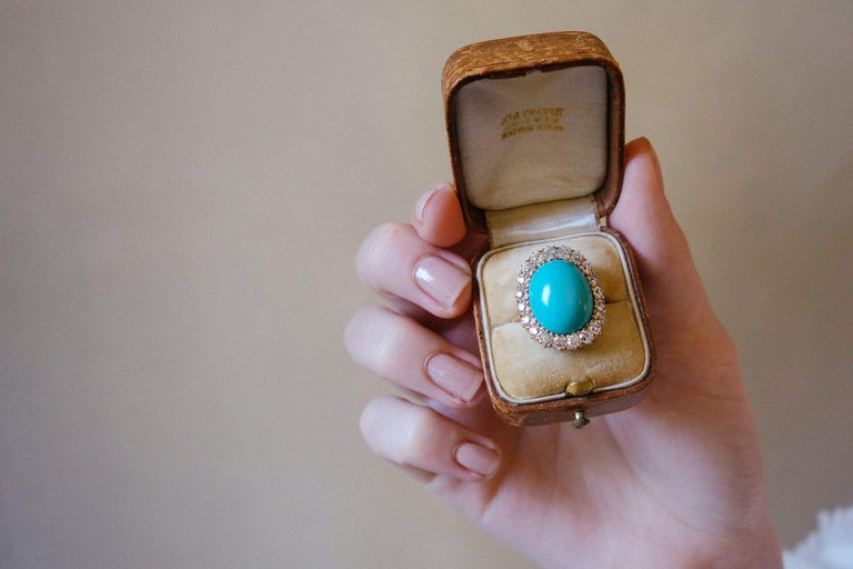 Victorian Turquoise & Diamond Cocktail Ring