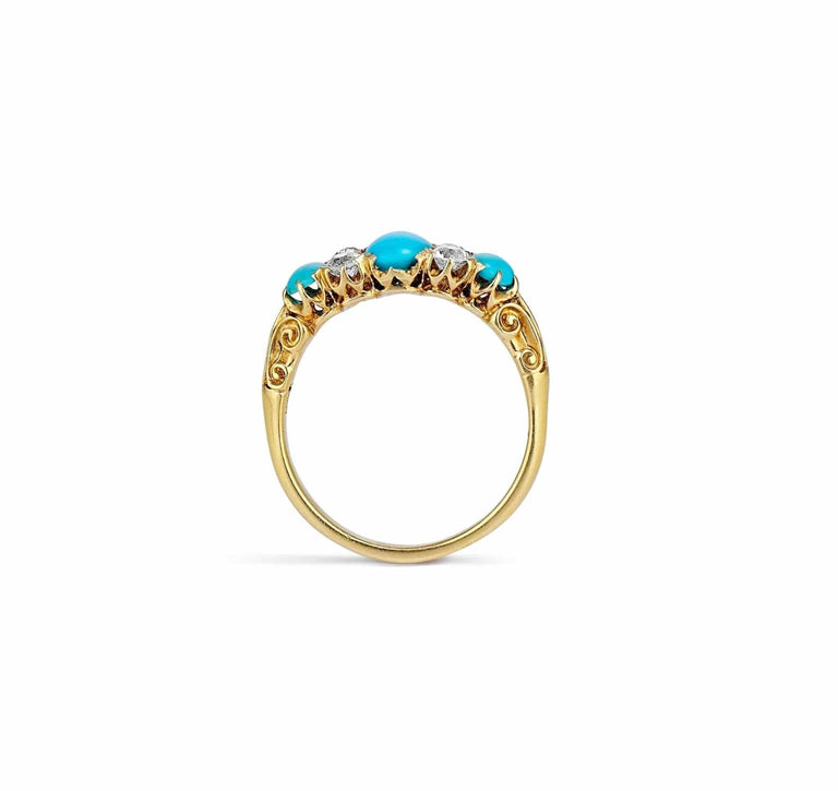Victorian Turquoise & Diamond Half Hoop Band