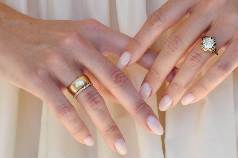 Victorian Wide Classic Wedding Band Size 6.5