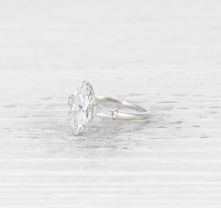 VINTAGE 1.98 CARAT MARQUISE-CUT DIAMOND ENGAGEMENT RING