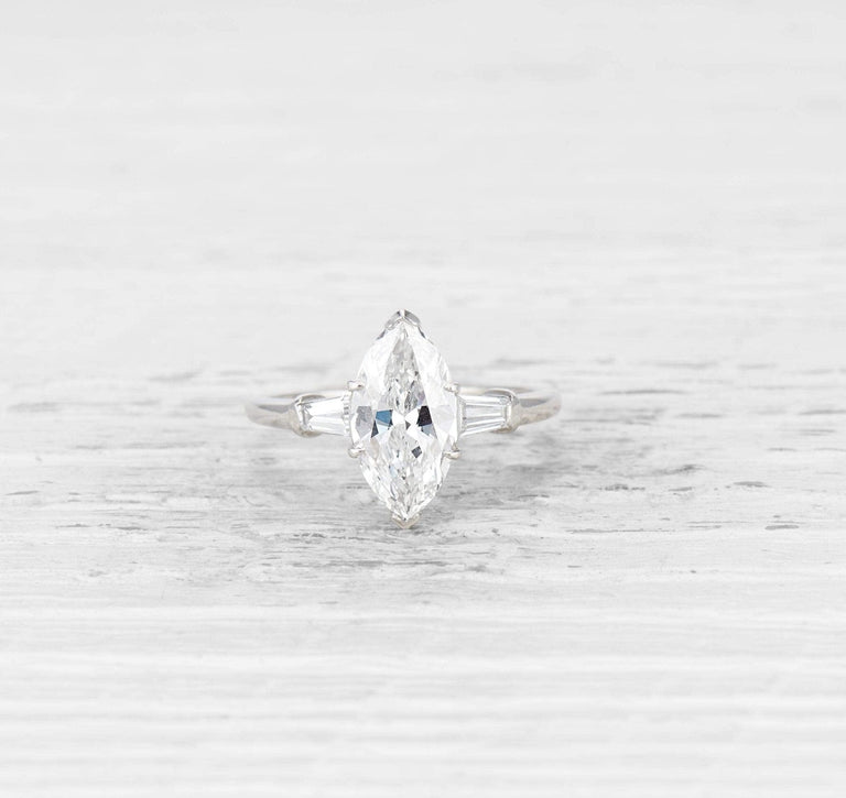 VINTAGE 1.98 CARAT MARQUISE-CUT DIAMOND ENGAGEMENT RING