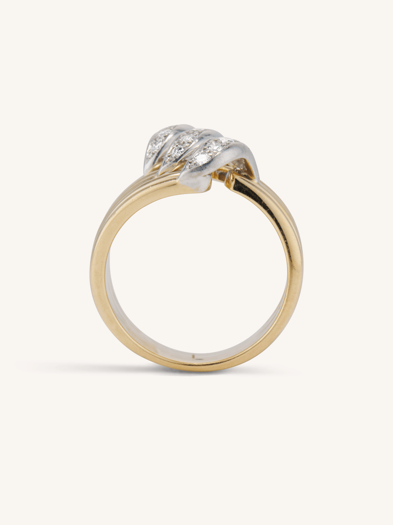 Cartier Vintage 1970s Tri-Ribbon Diamond & Gold Ring