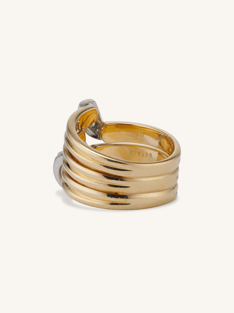 Cartier Vintage 1970s Tri-Ribbon Diamond & Gold Ring
