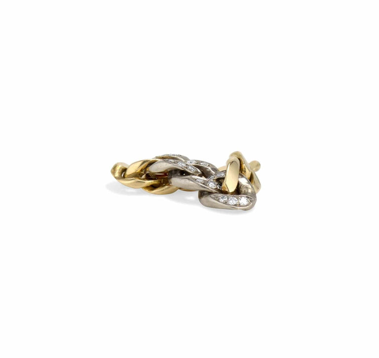 1970s Diamond &amp; Bi-Color Gold Curb Link Chain Ring