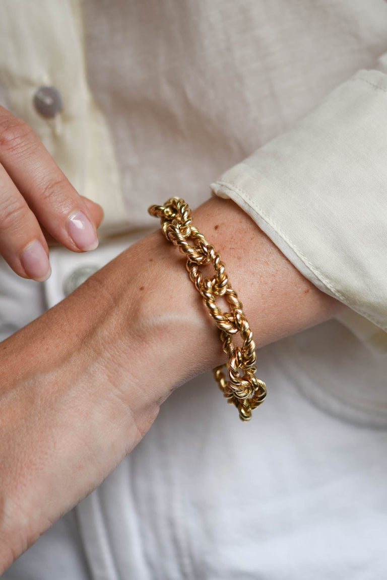 Vintage 1970s Gold Rope Link Bracelet