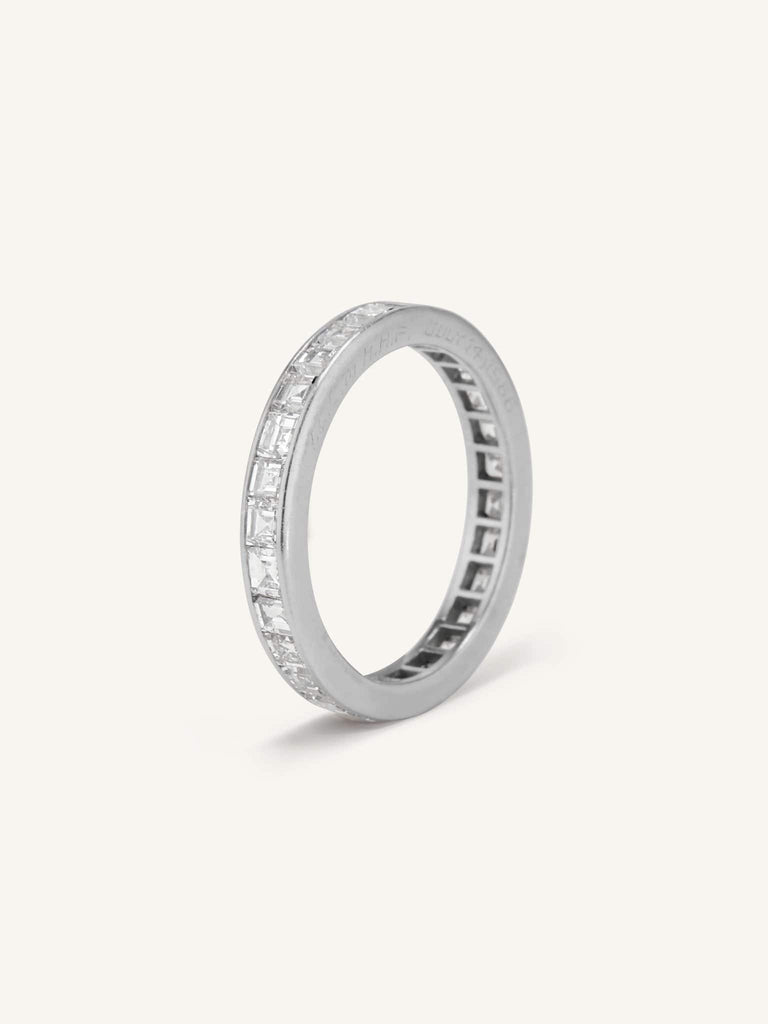 Vintage 3.00 Carat Carré Cut Diamond Eternity Wedding Band Size 7.75