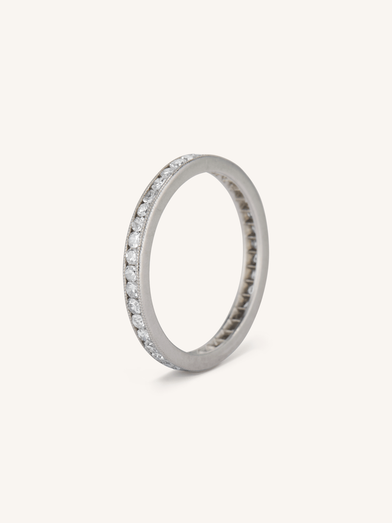 Vintage Art Deco Diamond Eternity Wedding Band - Size 4
