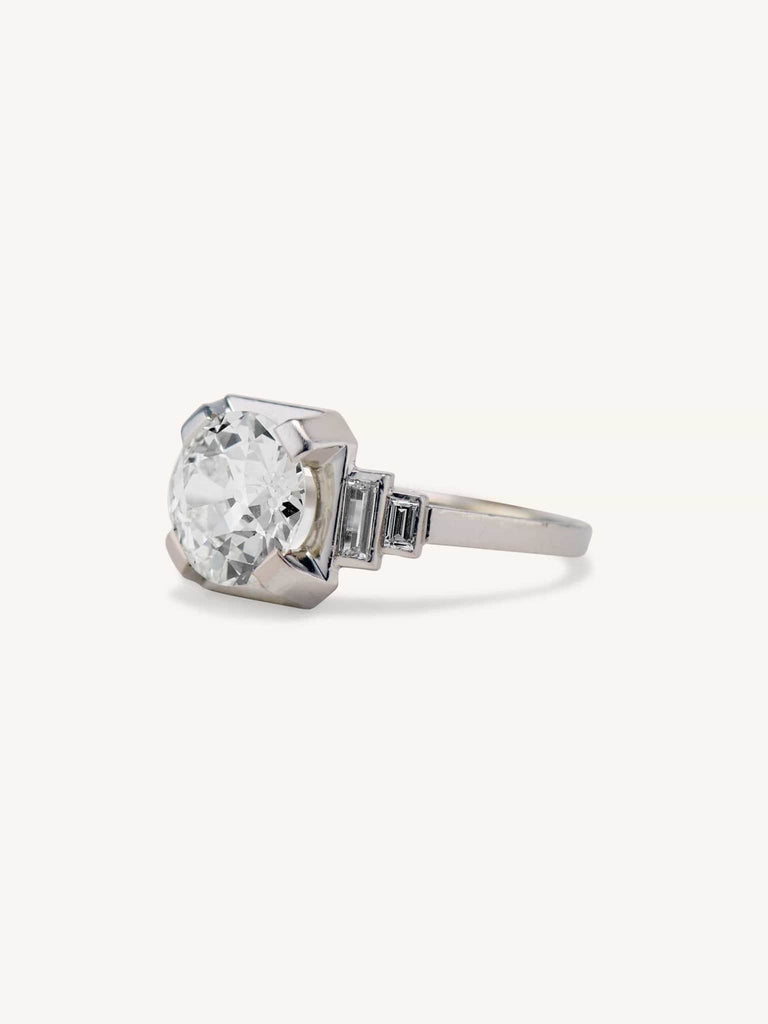 Art Moderne 3.04 Carat Old European Cut Diamond Vintage Engagement Ring