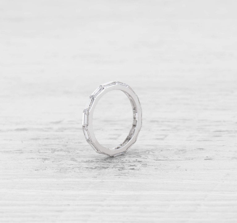 VINTAGE BAGUETTE CUT DIAMOND AND PLATINUM ETERNITY BAND