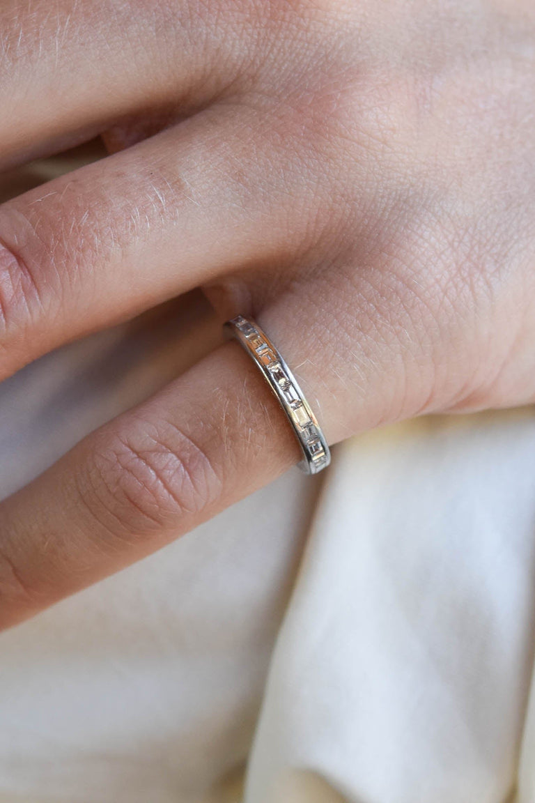 Vintage Baguette Diamond Eternity Band Art Deco - Size 2.5
