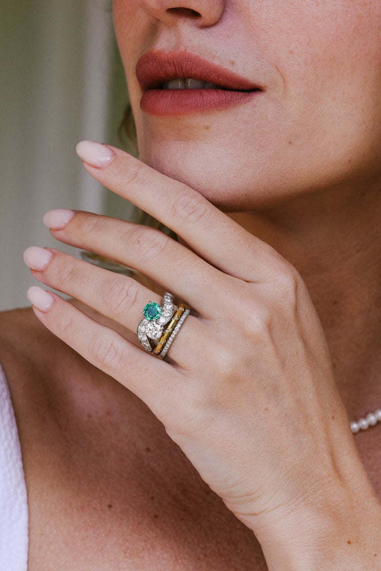 Vintage Emerald & Diamond Toi et Moi Ring