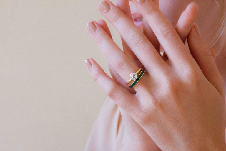 VINTAGE EMERALD ETERNITY BAND